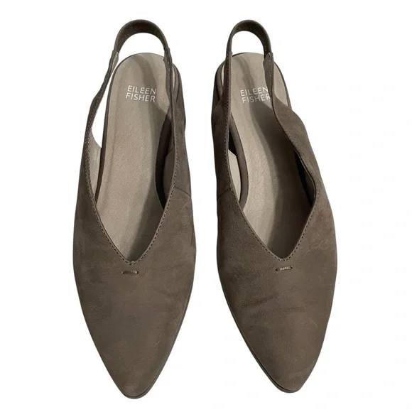 Eileen Fisher Devi Nubuck Slingback Wedge Sandals - Picture 1 of 11